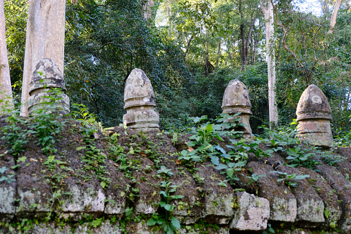 Wall at Koh Ker, a remote archaeological site in northern Cambodia about 120 kilometres from the ancient site of Angkor.