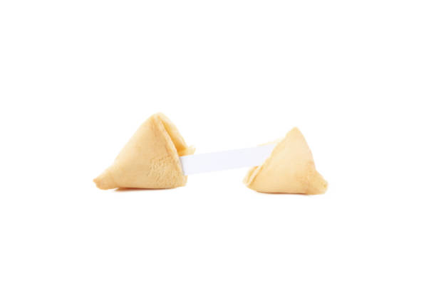 istock Chinese fortune cookies with prediction words, isolated on white background 2148381295