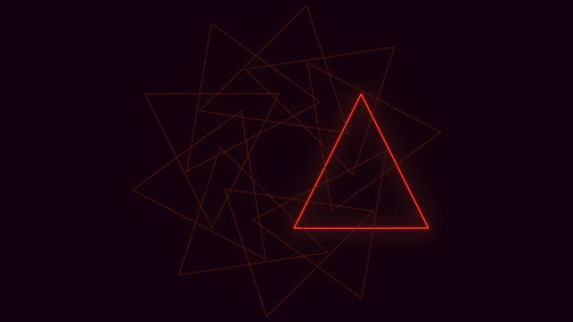 Ethereal neon triangle floating in darkness