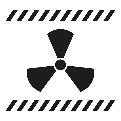 Radiation hazard symbol. Caution radioactive materials. Industrial warning sign. Vector illustration. EPS 10. Stock image.