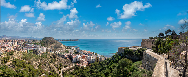 View of the northern coast of Alicante from the ruins of the Santa Barbara Castle, Valencia region, Spain