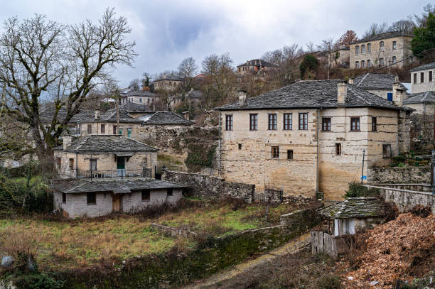 Traditional village in Greece Stone houses at the traditional village of Koukouli in Epirus, Greece zagori stock pictures, royalty-free photos & images