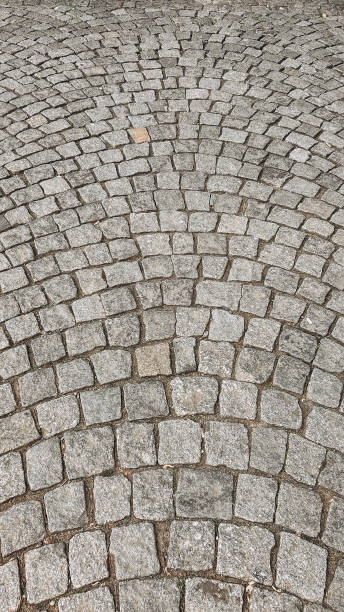 istock Prague paving stones, tiled path on sidewalks, shadows from trees on a sunny day 2148385086