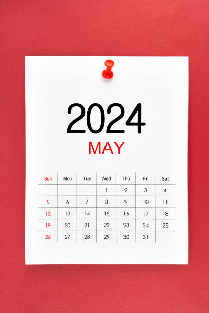 istock May 2024 calendar page with push pin. 2148385258