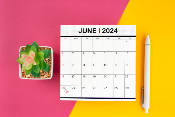 istock White calendar for June 2024 and pen on beautiful background. 2148385513