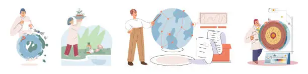 Vector illustration of Scientists conduct research to study the state of the planet 202111291 â ÐºÐ¾Ð¿Ð¸Ñ ÐºÐ¾Ð¿ÑÑ