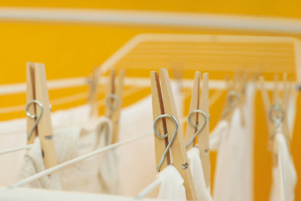 Clothes are dried on the dryer after washing