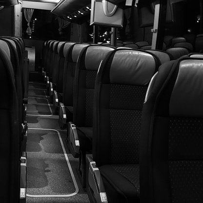 Black and White of bus seating