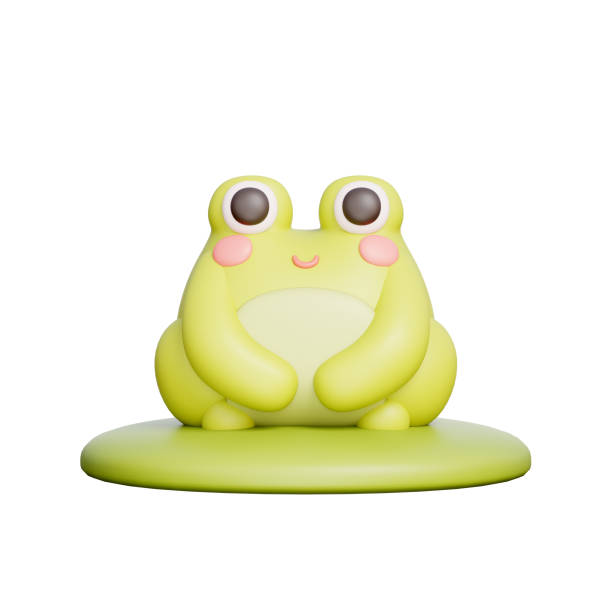 istock 3D Frog, Spring season, Garden flower. 2148390764