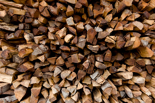 Close-up of a pile of firewood