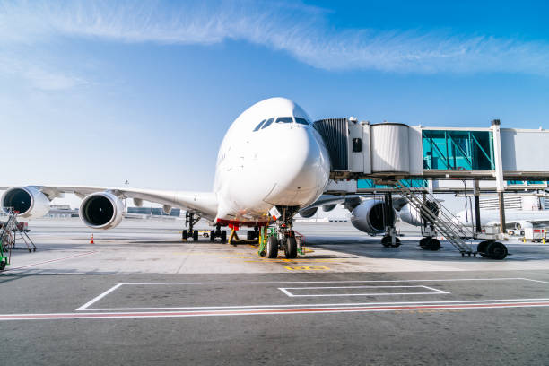 istock Commercial Airplane Ready for Departure at Sunset. 2148393071