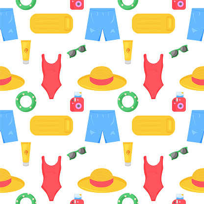 summer seamless pattern. concepts of vacation, tourism. vector