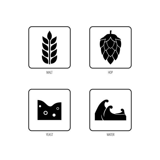 illustrazioni stock, clip art, cartoni animati e icone di tendenza di icona dell'ingrediente della birra in grafica semplice - bitter beer bottle alcohol beer