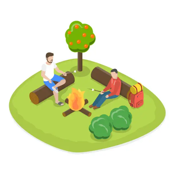 Vector illustration of 3D Isometric Flat Vector Set of Trail Adventures. Item 2