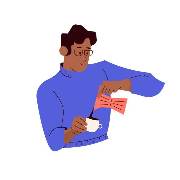 Vector illustration of Man has prepared coffee