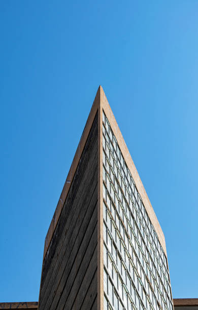 istock Building detail on cloudless blue sky background. Vertical. Advertising space. 2148399659