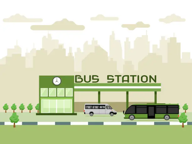 Vector illustration of Bus station vector
