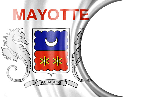 Abstract illustration, Mayotte flag with a semi-circular area White background for text or images.