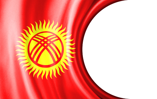 Abstract illustration, Kyrgyzstan flag with a semi-circular area White background for text or images.