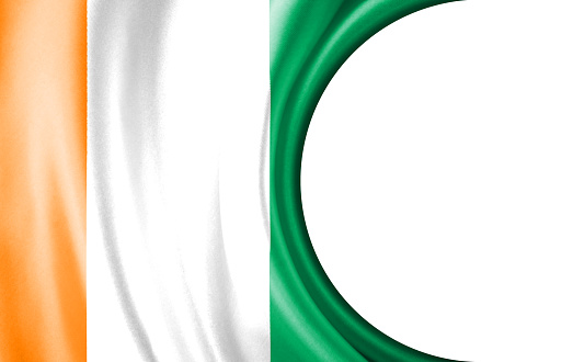 Abstract illustration, Côte d'Ivoire flag with a semi-circular area White background for text or images.