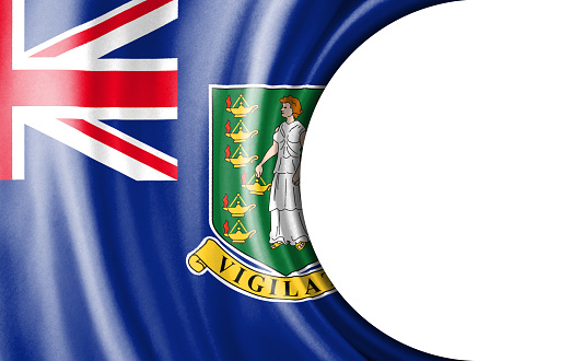 Abstract illustration, the British Virgin Islands flag with a semi-circular area White background for text or images.