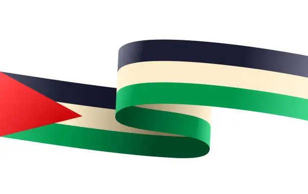 Vector illustration of Palestine Flag Flowing Banner