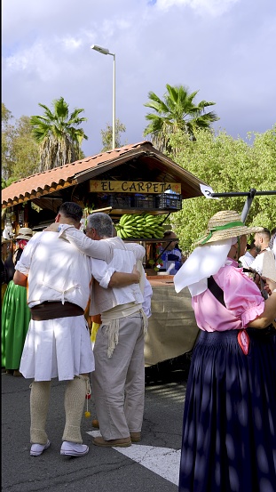 El Pajar, Gran Canaria, Canary Islands, Spain - April 6, 2024 - Romeria de Santa Agueda - The people of the Canary Islands warmly participate in the celebration in honor of the patron saint