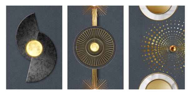 istock 3d illustration of modern wall frame canvas flat art. with golden pattern marble shapes, circles, and lines, minimalist design in a light background. 2148403300