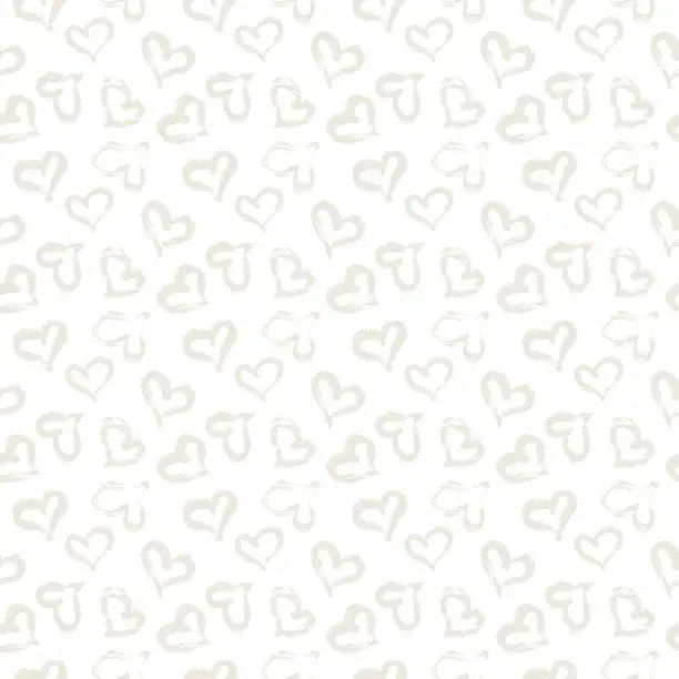 Vector illustration of Seamless heart pattern. Hand painted ink brush