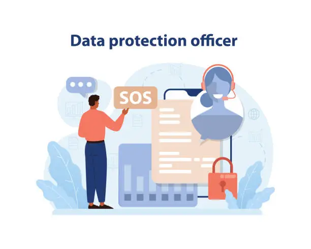 Vector illustration of Data protection officer concept. Flat vector illustration