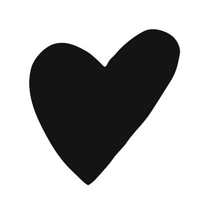 Heart hand drawn ink brush. Elegant stylized hand painted heart symbol. Vector illustration