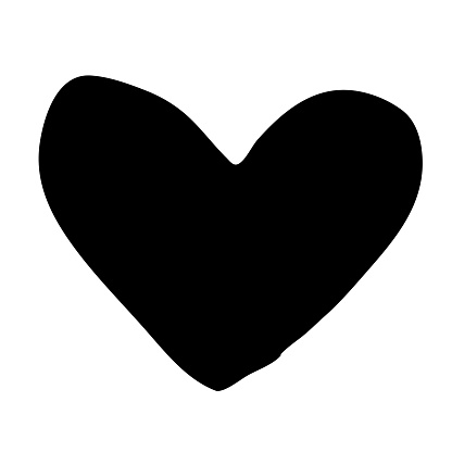 Heart hand drawn ink brush. Elegant stylized hand painted heart symbol. Graphic design element for wedding invitation, birthday card, baby shower, Valentine's Day, scrapbooking. Vector illustration