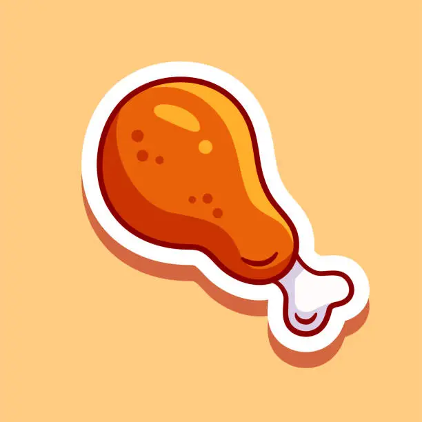 Vector illustration of Fried chicken leg illustration, vector. Fried chicken sticker