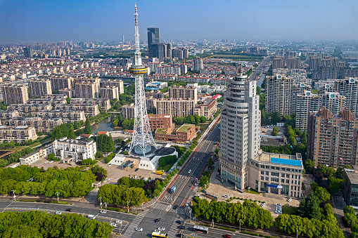 Panorama of Qingpu District in Shanghai suburbs