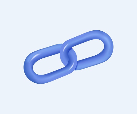 3D Link icon illustration. Embedded link symbol for website. SERP or web content analysis 3D vector symbol, site traffic ranking line pictogram or sign