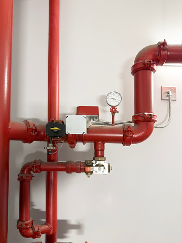 Red water pipe of Industrial and building fire extinguishing system.