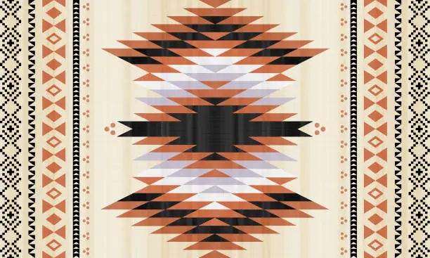 Vector illustration of Rug carpet background Geometric ethnic oriental