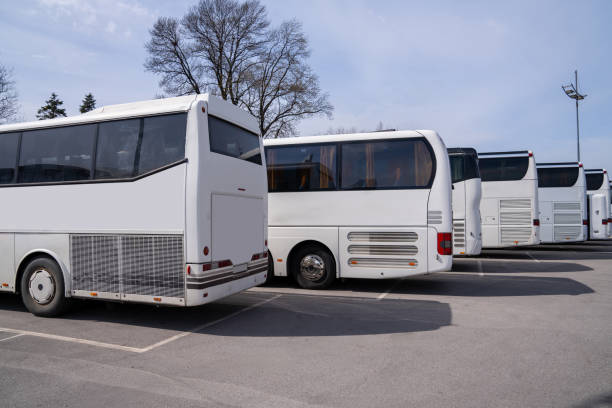 Bus station. Parking of tourist buses.