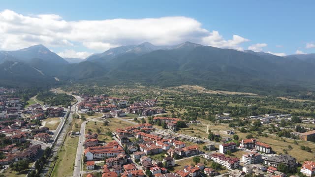 Aerial view of famous ski resort of Bansko, Bulgaria