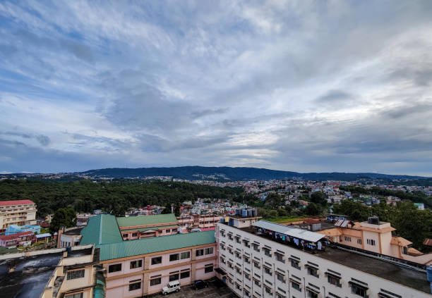 istock Shillong city aerial view with clouds. 2148423264