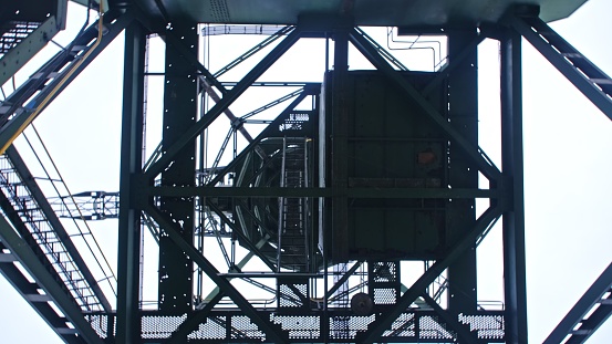 Tall Industrial Port Crane Tower With Ladders and Grating Floors