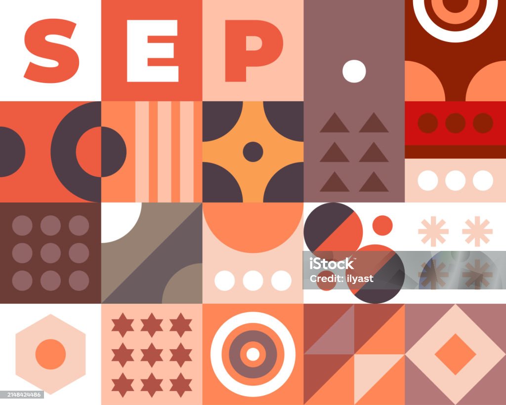 September Patterns Pattern Design For Calendar September Stock Illustration - Download ...