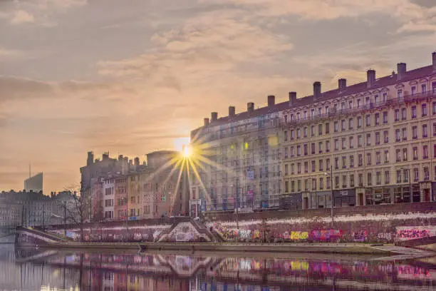 Photo of Sunrise on the quays of the Saône in Lyon