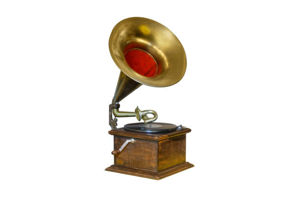 istock vintage gramophone with vinyl disc isolated on white background 2148427829