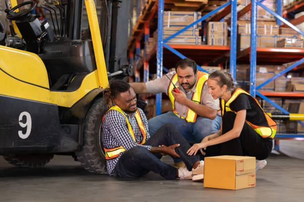 istock Warehouse worker having an accident in the factory 2148427860