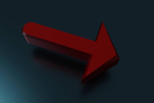 3D Illustration of Red Color Arrow Sign.