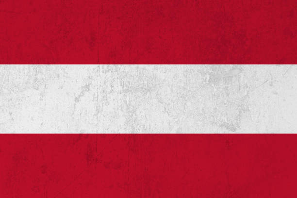 Colors of the Austrian flag with a grunge layer