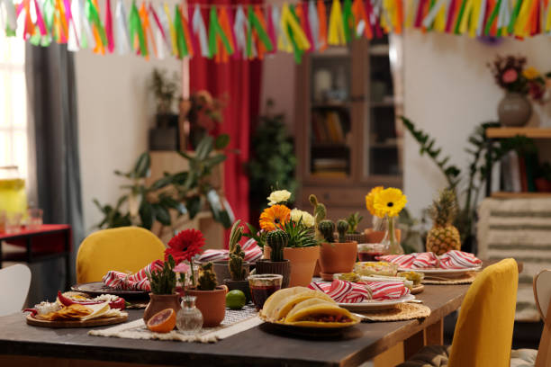 istock Flowers and snacks on festive table 2148435269