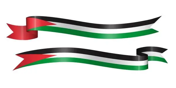 Vector illustration of set of flag ribbon with colors of Palestin for independence day celebration decoration