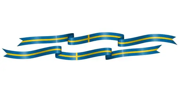 Vector illustration of set of flag ribbon with colors of Sweden for independence day celebration decoration